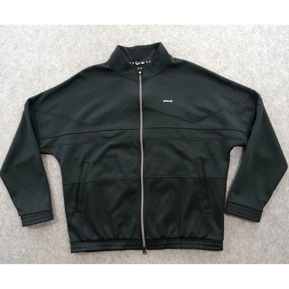 SupraJacket Mens Medium Black Full Zip Logo Street Wear Long Sleeve